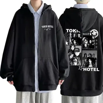 Рок-группа Tokio Hotel Ets 2001 Толстовка На молнии С Графическим Рисунком Сзади Beyond The World Tour 2023 Толстовка На молнии Мужская Повседневная Куртка Оверсайз