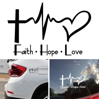 Вера, Надежда, Любовь, Виниловая наклейка на автомобиль, Мультяшный Иисус, христианский религиозный символ Библии