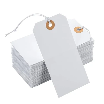 100 шт перфорированного хлопка с упругой линии бирки этикетка бумажная карточка листинг классификации номер карты пластина