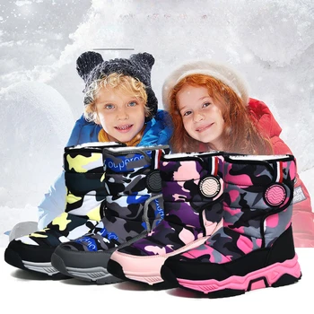 Детские уличные зимние ботинки, детские кроссовки плюс теплая походная обувь, водонепроницаемая нескользящая обувь для девочек, модные детские ботинки