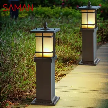 SAMAN Outdoor Retro Lawn Lamp Освещает классический водонепроницаемый дом для украшения сада виллы