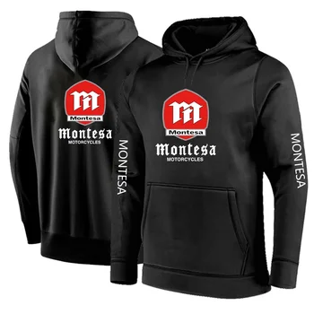 2023 Новых мужских мотоцикла Montesa, Весенне-осенние Повседневные модные толстовки, Однотонные Пуловеры с карманами, топы с капюшоном