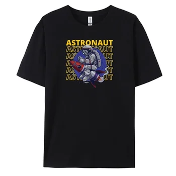Мужская повседневная футболка Astronaut с короткими рукавами и модным принтом из 100% хлопка, футболки оверсайз