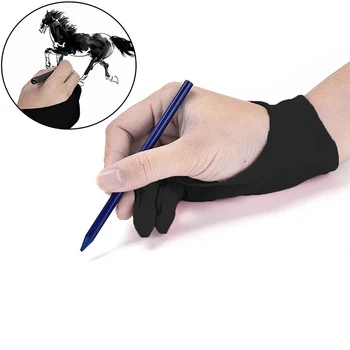 Перчатка художника с защитой от обрастания для рисования, черная, для рисования двумя пальцами, перчатка для письма на цифровом планшете для студентов-искусствоведов, любителей искусства