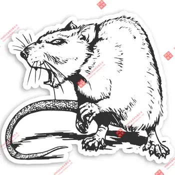 Виниловые наклейки с изображением мультяшной злой крысы - грызуны, Злые крысы, страшная наклейка на ноутбук, наклейки на мотоцикл, наклейка на автомобиль