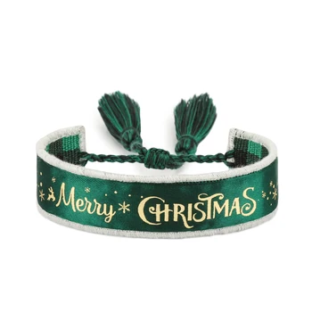 Рождественский тематический браслет дружбы, вышитые украшения ручной работы с кисточками