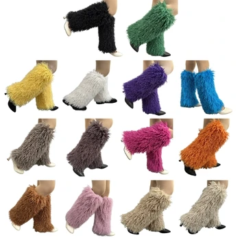 Утеплитель для ног с манжетами, зимние теплые носки Harajuku Furry Splush для женщин T8NB