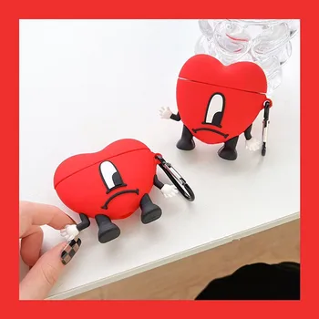 Силиконовый дизайн 3D Cute Cartoon Bunnies Rabbit, чехол для Airpods Love Heart, Мягкая оболочка для наушников Airpods 2 3 pro 2 с крючком