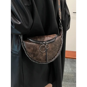 Роскошные женские сумки на ремне с цепочками, женская поясная сумка большой емкости, дизайнерская повседневная женская нагрудная сумка, модная сумка через плечо
