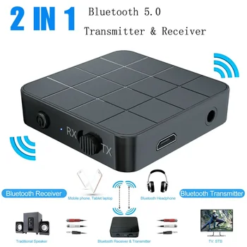 2-В-1 Bluetooth 5,0 Аудиоприемник Передатчик AUX RCA 3,5 мм Разъем Музыкальный Стерео Беспроводной Адаптер Ключ Для Автомобильного Телевизора ПК Динамик