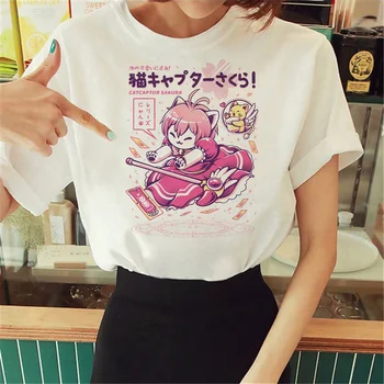 Футболка Cardcaptor Sakura, женская летняя японская футболка harajuku, одежда из комиксов аниме для девочек