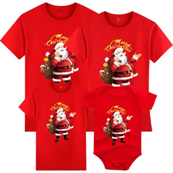 С Рождеством, Подходящая одежда для семьи, Рождественская футболка с мультяшным принтом для взрослых, детские комбинезоны, Топы для папы, сына, мамы и дочки