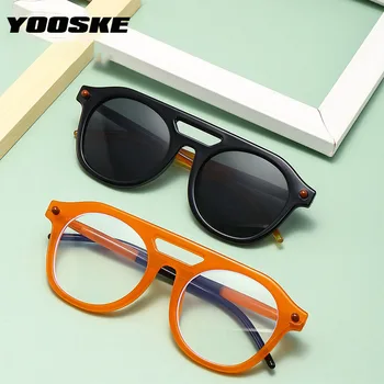 Модные солнцезащитные очки YOOSKE с двойным лучом, мужские И Женские Брендовые Дизайнерские Солнцезащитные очки, ретро-Градиентные Очки UV400, панк-солнцезащитные очки