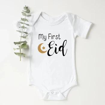 2022 My First Eid Боди для новорожденных, Хлопковые комбинезоны для мальчиков и девочек с коротким рукавом, Милые Комбинезоны для младенцев, Наряды для Рамадана, Одежда