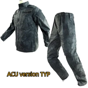 Боевой костюм ACU европейского и американского размера, черные брюки из кожи питона