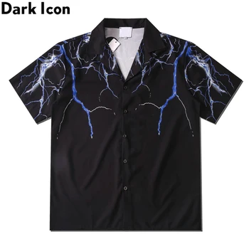 Темно-Значок Синяя Вспышка Рубашка Поло Мужская Летняя Легкая Гавайская Рубашка Винтажная Уличная Мужская Рубашка