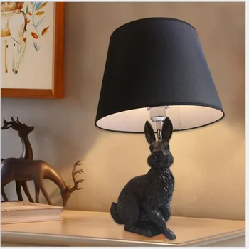Торшер из скандинавской черной смолы, креативная современная ткань, арт-животное, кролик, светодиодный настольный светильник, гостиная, столовая, спальня, домашний декор