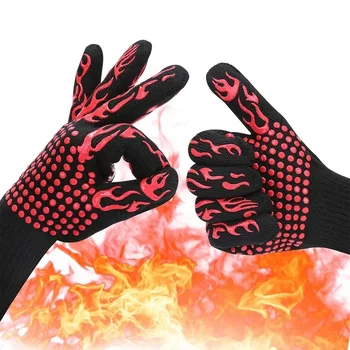 Перчатки для барбекю, силиконовые термостойкие перчатки, кухонные рукавицы для микроволновой печи, огнестойкие и нескользящие перчатки для барбекю на 500 800 градусов