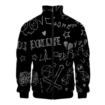 Lil Peep Куртка Мужская Модный Дизайн Куртка На Молнии Толстовка Harajuku Пальто Со Стоячим воротником С 3D Принтом Уличная Одежда