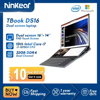 Ninkear DS16 Новые Поступления Ноутбук С Двойным Экраном 16 дюймов 14 дюймов Core i7 10-го Поколения Игровой Ноутбук С Сенсорным Экраном Портативный Ноутбук