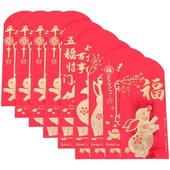 24шт Красные конверты для весеннего фестиваля, бумажные красные пакеты, Год кролика, денежные мешки