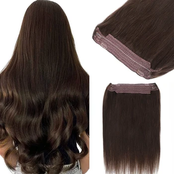 Наращивание волос Halo Наращивание прямых человеческих волос Fish Line Наращивание волос 100% натуральные бразильские волосы для чернокожих женщин