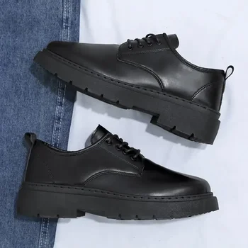 Мужская кожаная обувь 2023 года, Новые деловые повседневные мужские туфли-дерби в британском стиле, мужская черная спортивная мужская обувь