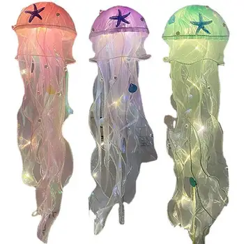 2023 Лампа с Медузами Светодиодный Цветной Кружевной абажур из лавы для девочек, светящийся фонарь с медузами, рассеивающий свет настроения, Ночник для девочек своими руками