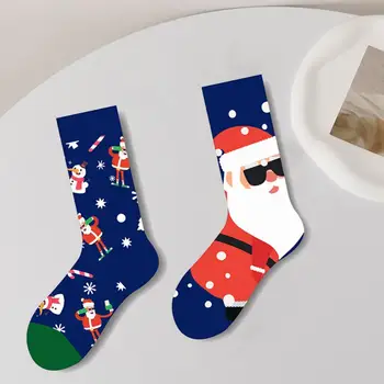 Носки с принтом Санта-Клауса, красочные зимние носки с мультяшным принтом, Противоскользящие Толстые трикотажные дышащие теплые спортивные носки для взрослых, Рождественские носки
