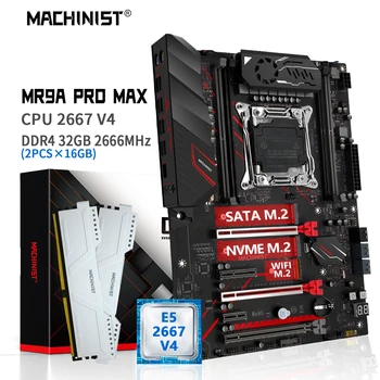 Комбинированный комплект материнской платы MACHINIST X99 Xeon E5 2667 V4 Процессор LGA 2011-3 Процессор 32 ГБ оперативной памяти DDR4 2666 МГц Память NVME M.2 MR9A PRO MAX