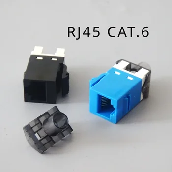 Разъем RJ45 CAT. Сетевой Модуль 6-категории 6 на 180 градусов с крючком (5) синего и черного цветов