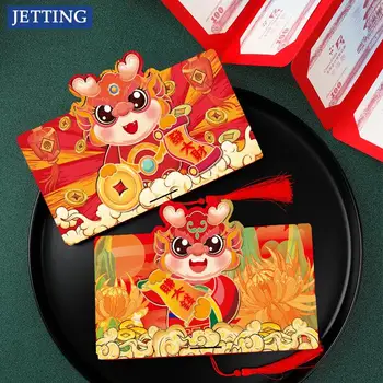 6 Слотов Счастливый красный конверт Китайский Новый год 2024 Год Дракона Подарки Денежный карман Красный пакет Новогодние принадлежности