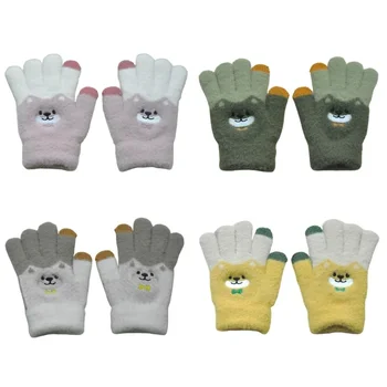 Перчатки с медведем, стильные детские варежки, удобные перчатки, легкие для детей, мягкие и теплые зимние аксессуары