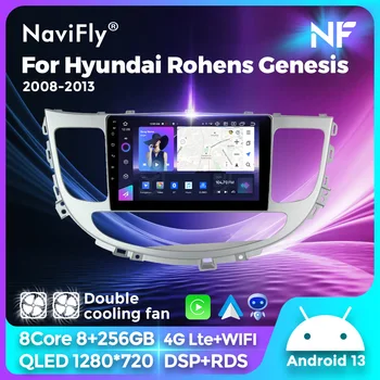 8-Ядерный 8 + 256G QLED Android 13 Автомобильный Радиоприемник Стерео Для Hyundai Rohens Genesis 2008-2013 Carplay RDS С Разделенным Экраном, Дополнительный Голос AI