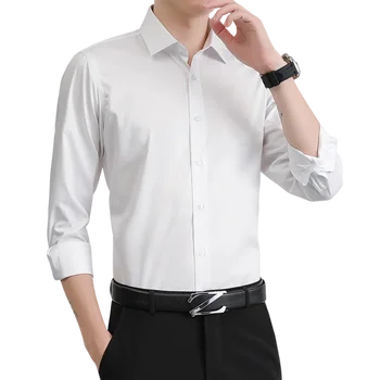 Мужская облегающая рубашка с длинными рукавами Мужская профессиональная официальная рабочая одежда без хлопчатобумажной рубашки для удостоверения личности с фотографией