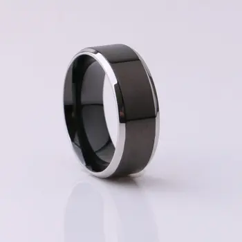 Обручальное кольцо из титановой стали черного цвета с двойным скосом, мужское кольцо, обручальные украшения, аксессуары, коктейльное кольцо, Размер Us6-13