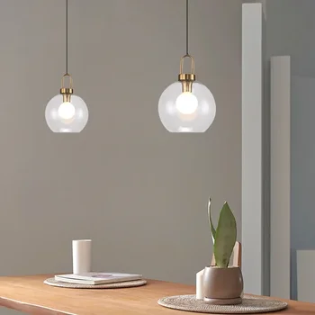 Nordic Light Роскошные светильники для промышленного декора, светильники E27 / E26, Подвесной светильник в стиле лофт, стеклянный шар, подвесной светильник для спальни, Ресторанная лампа