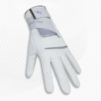 мужские перчатки для гольфа из микрофибры, Дышащая Удобная посадка С магнитным маркером, заменяемая для игроков в гольф, белая