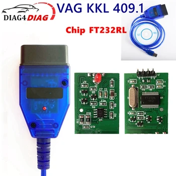 Чип FTDI VAG409 FT232RL для Fiat K.K-L Автомобильный Сканер Ecu VAG 409.1 Для Audi/Seat/VW/Skoda OBD2 Диагностический Кабель с Интерфейсом USB