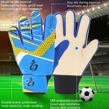 Детские перчатки для защиты рук вратаря, Износостойкие перчатки вратаря из полиуретана, регулируемые эластичные спортивные аксессуары для полных пальцев