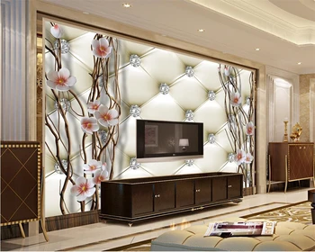 3D фреска Beibehang Обои на заказ любого размера Фотография Бриллианты Ветви сливы Настенная роспись ванной комнаты для декора гостиной