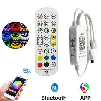 2-Портовый RGB Bluetooth-совместимый Голосовой контроллер, Светодиодный Музыкальный Диммер, 24-Клавишный Пульт дистанционного Управления, Беспроводное приложение для управления светодиодными Лентами