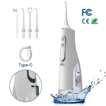 Ирригатор для полости рта, перезаряжаемый через USB, 310 мл, Большой резервуар для воды, Зубная нить, Портативный Стоматологический Распылитель воды для чистки зубов