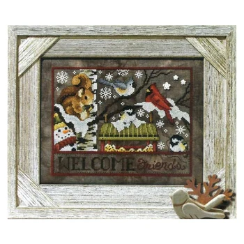 Набор для вышивания крестиком, Зимняя кормушка, поприветствуйте друзей Белку и птицу Робин Пинсон Мезанж В зимнем снегу