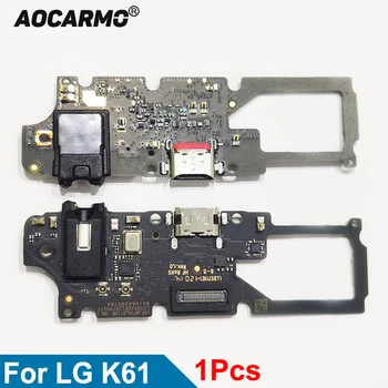 Aocarmo для LG K61 USB-порт для зарядки, док-станция для зарядного устройства, Нижний Микрофон, Гибкий кабель для наушников, Запасные части