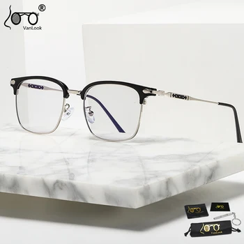 Мужские компьютерные очки с защитой от синего излучения Женские Квадратные очки в металлической оправе TR90 для рецептурных защитных очков UV400