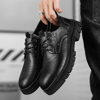 Классическая брендовая мужская обувь из натуральной кожи, мужская деловая обувь на толстой подошве, нескользящая мужская банкетная официальная обувь высокого класса