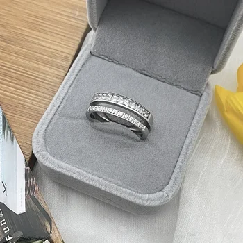 Новое изысканное двухслойное Регулируемое кольцо с роскошной инкрустацией цирконом в форме сердца Для женской помолвки, свадебного украшения В подарок