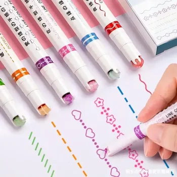 Разноцветный роликовый наконечник Curve Liner Маркерные ручки Kawaii Линейчатый маркер Ручка для граффити в стиле Манга Корейские Канцелярские принадлежности