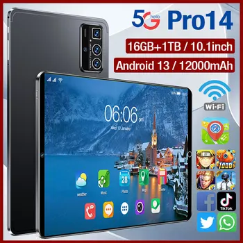 Новый Android Tablet Pro 14 10,1 дюймов 16G + 1 ТБ Global Tablette 5G С двумя SIM-картами или WIFI Планшетный ПК Google Play Планшеты gps tab